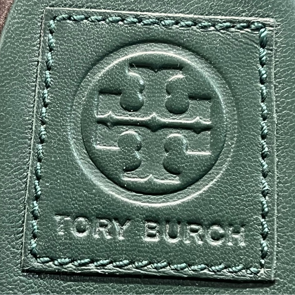 Tory Burch Edina Green Leather Colorblock Slingback Soho Lux Sandals Women’s 8.5 - Picture 15 of 16